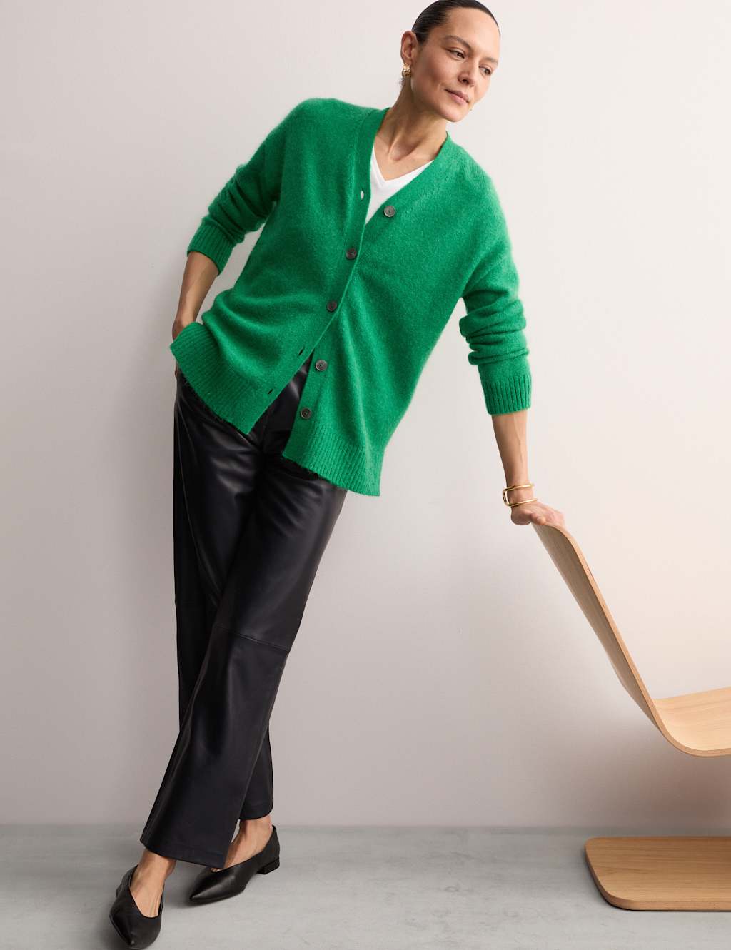 Mohair Blend V-Neck Button Through Cardigan | JAEGER | M&S