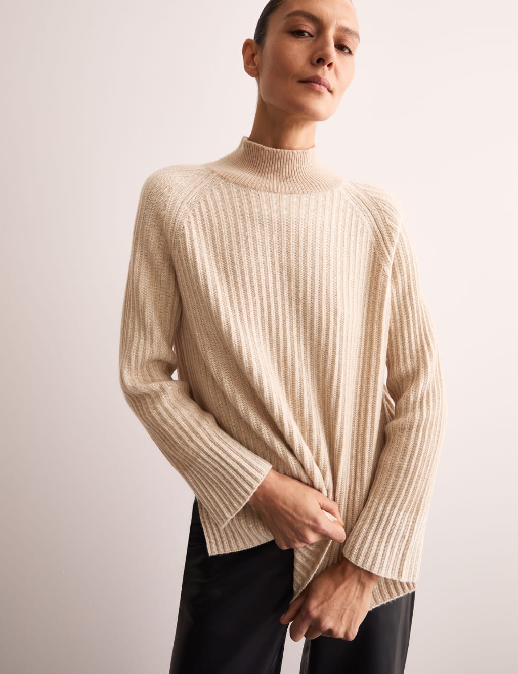 Wool Rich Ribbed Funnel Neck Jumper 4 of 6