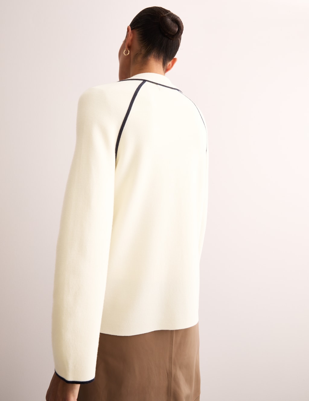 Pure Merino Wool Tipped Detail Cardigan 3 of 6