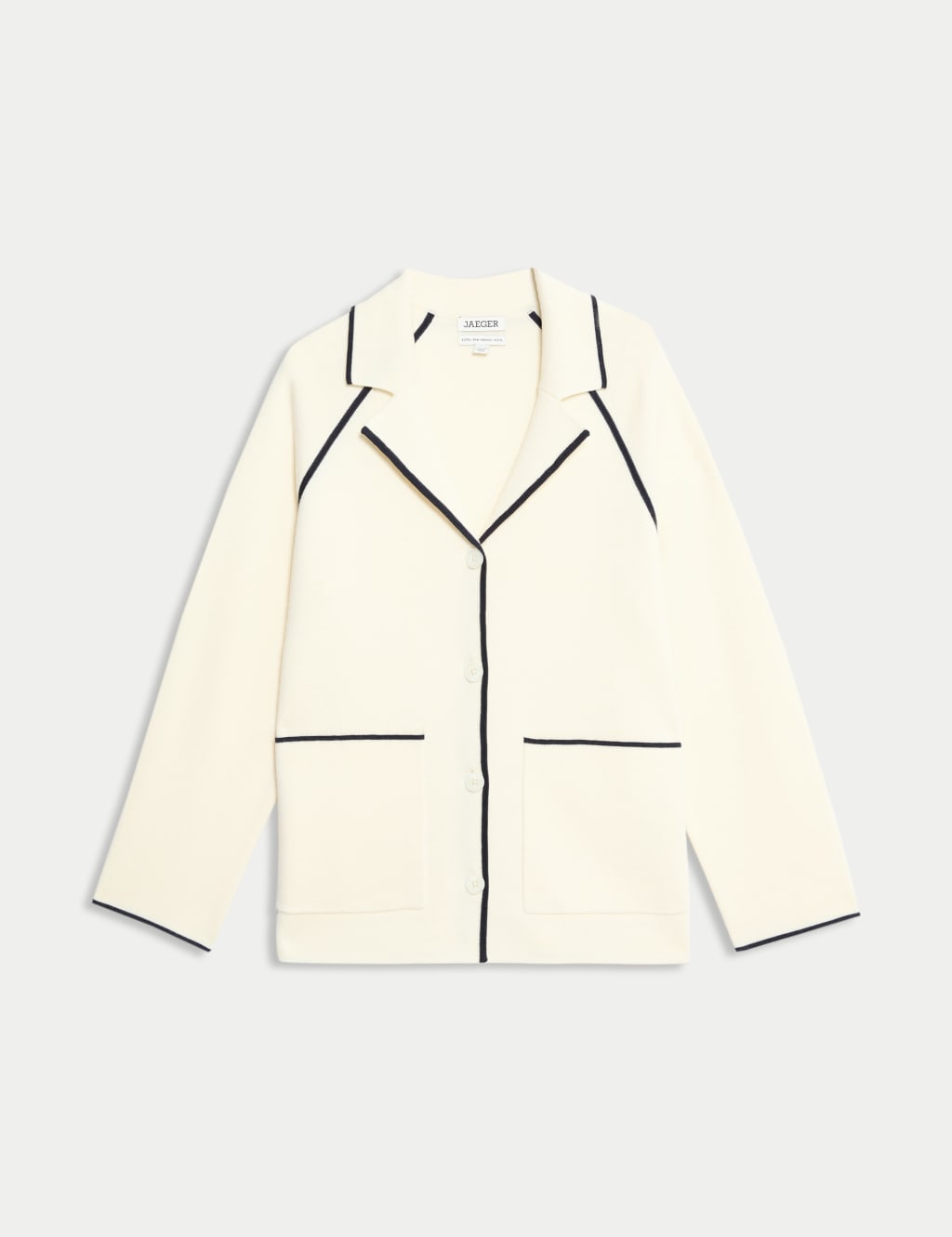 Pure Merino Wool Tipped Detail Cardigan 2 of 6