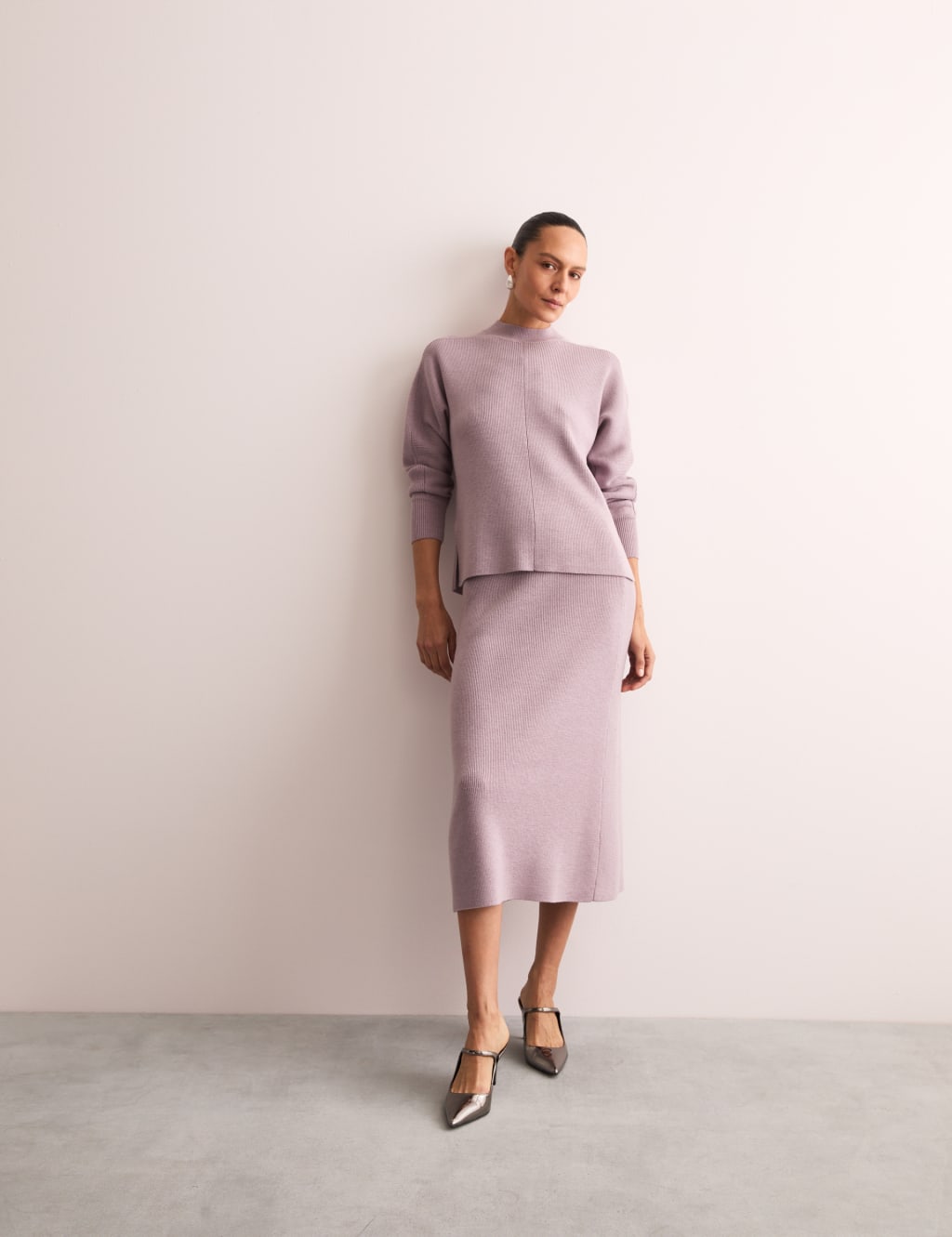 Pure Merino Wool Ribbed Funnel Neck Jumper 3 of 8