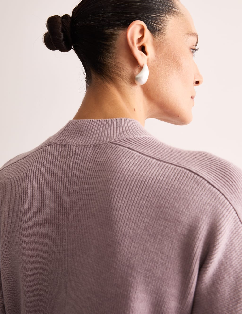 Pure Merino Wool Ribbed Funnel Neck Jumper 7 of 8