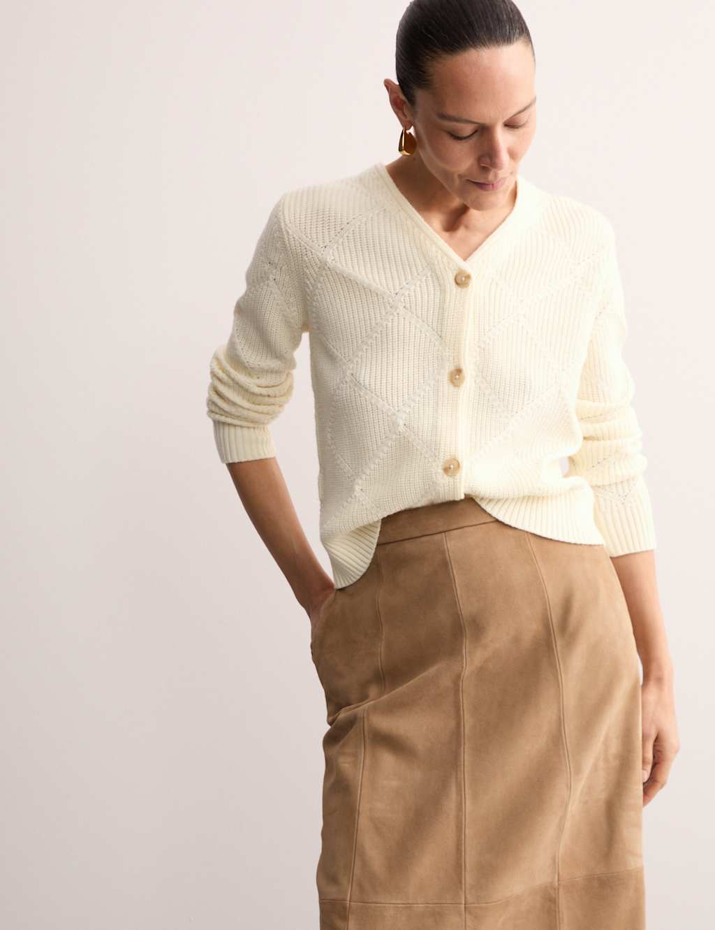 Pure Merino Wool Textured V-Neck Cardigan 3 of 7