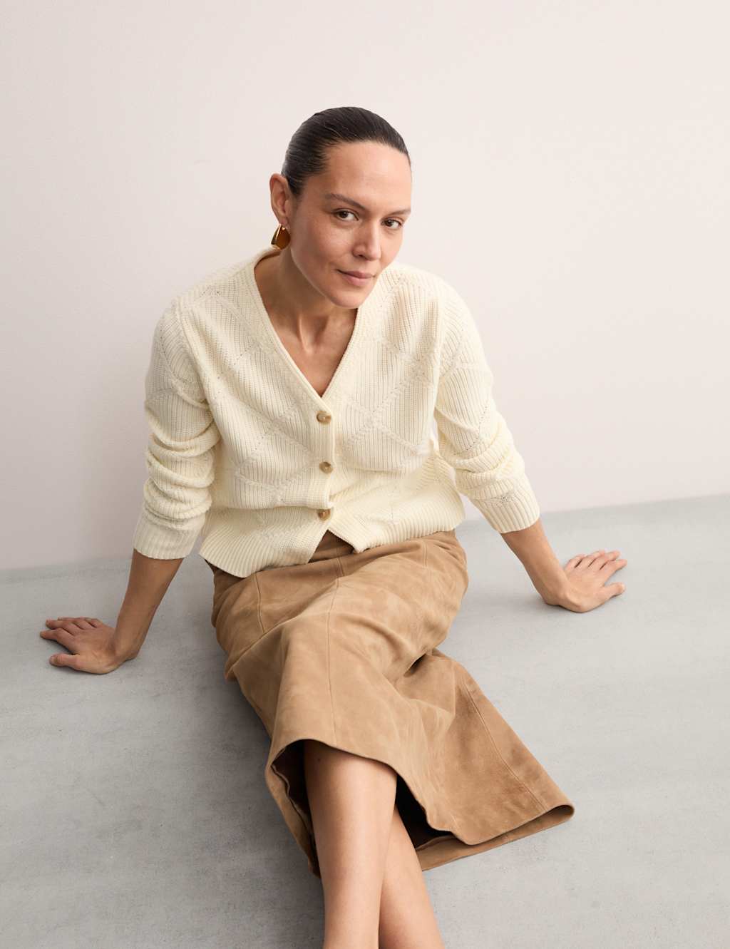 Pure Merino Wool Textured V-Neck Cardigan 5 of 7