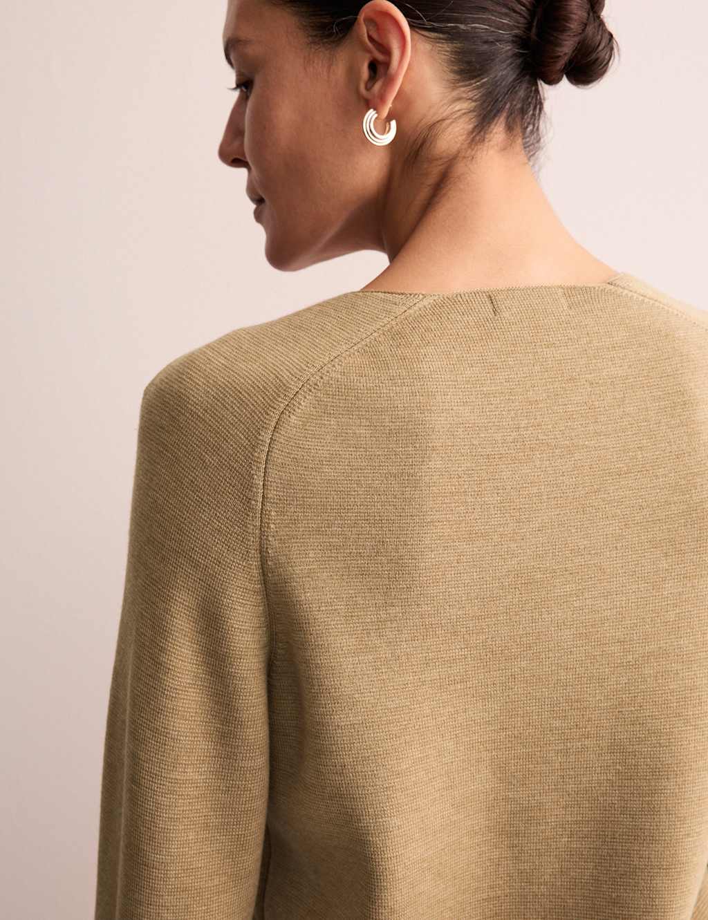 Merino Wool Rich Textured V-Neck Jumper 4 of 7