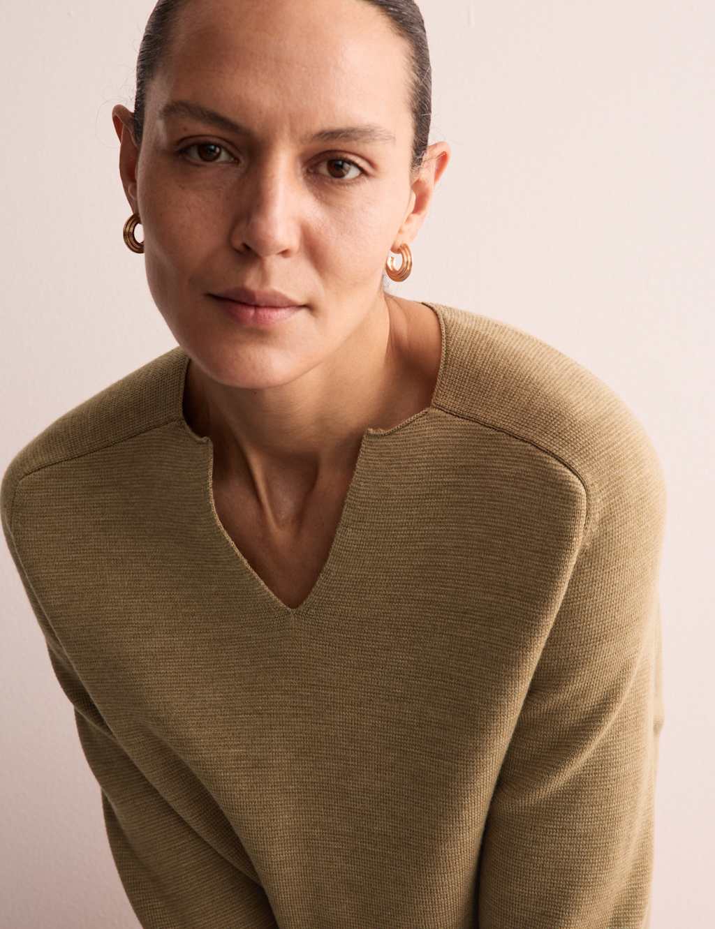 Merino Wool Rich Textured V-Neck Jumper 6 of 7