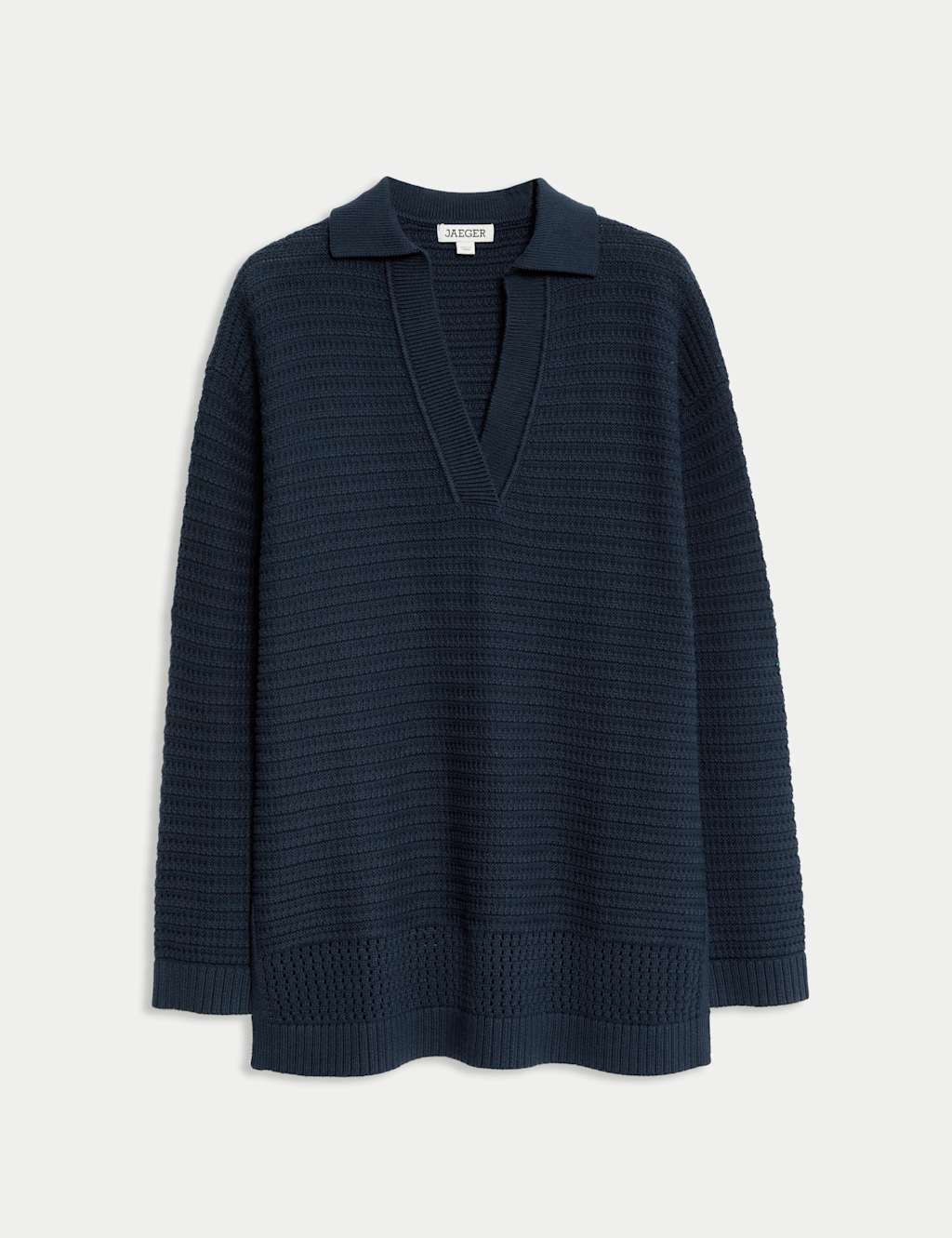 Pure Cotton Textured Collared Relaxed Jumper 2 of 6