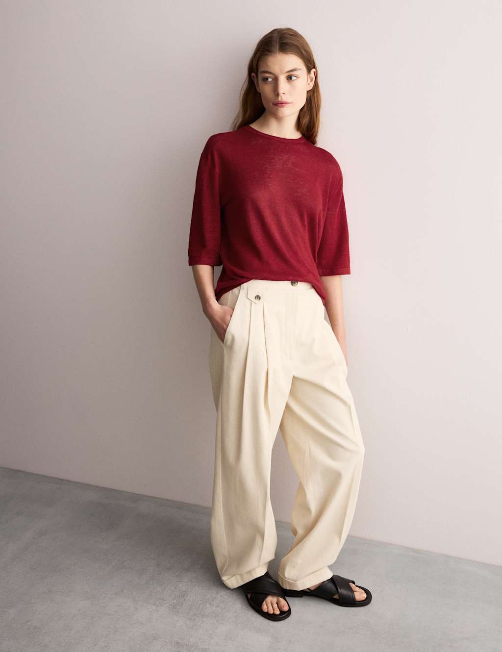 Pure Linen Textured T-Shirt 3 of 7