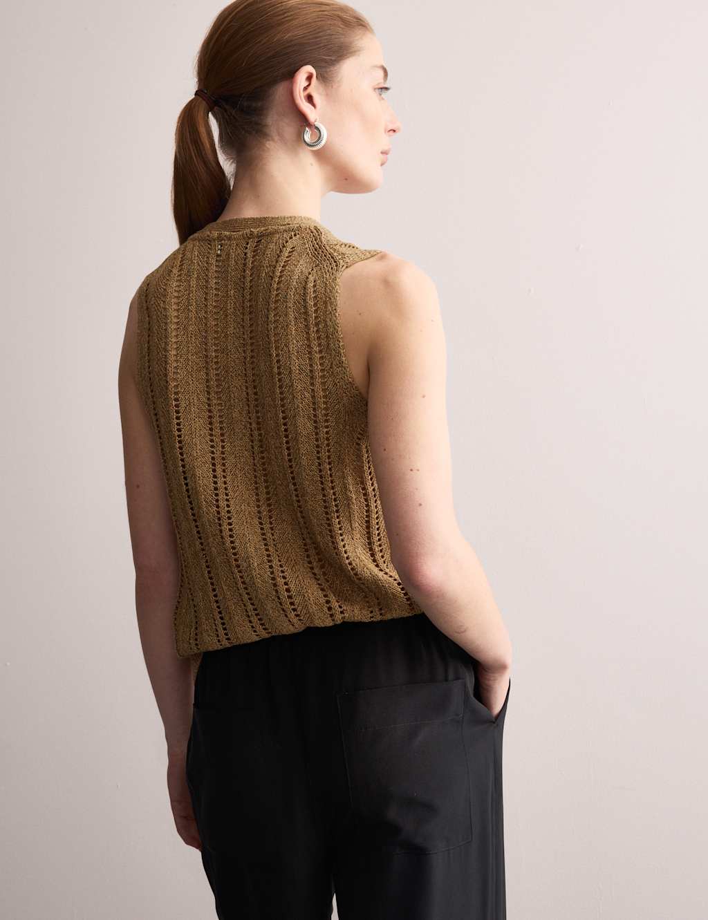 Linen Blend V-Neck Knitted Vest 5 of 6