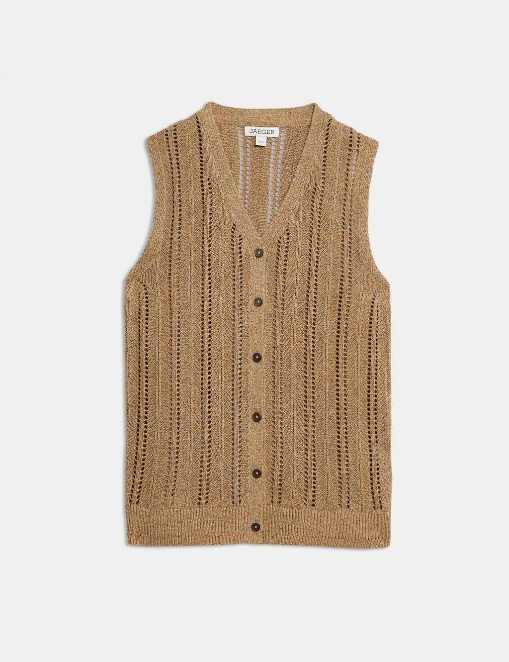 Linen Blend V-Neck Knitted Vest 2 of 6