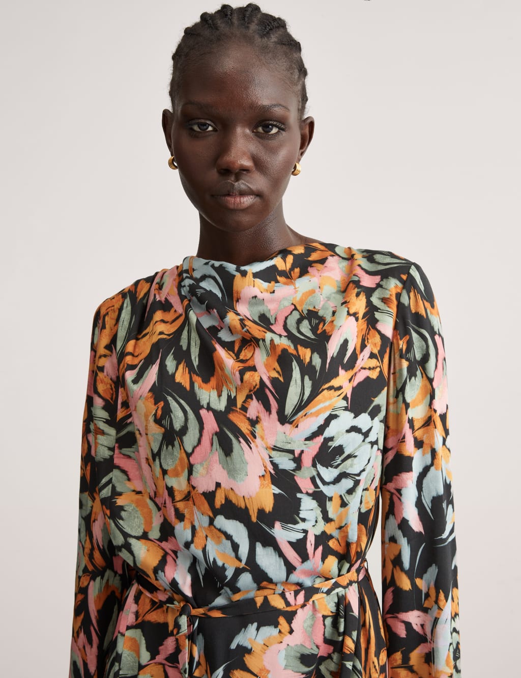 Floral cowl neck dress top