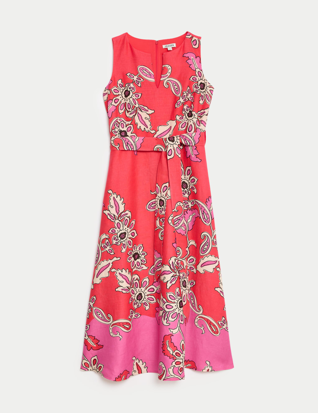 Pure Linen Paisley Midi Skater Dress 2 of 5