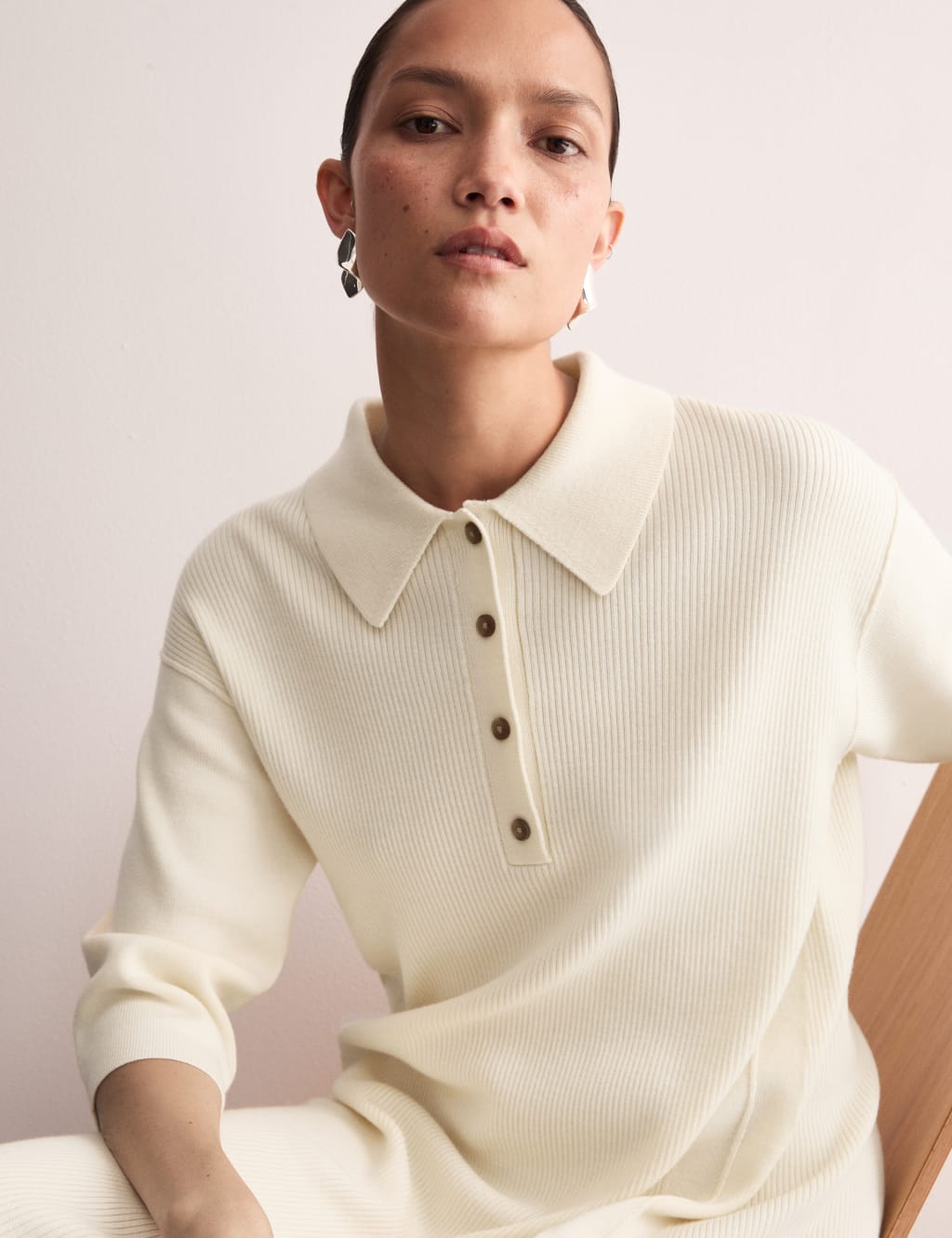 Merino Wool Rich Knitted Midi Jumper Dress JAEGER M S