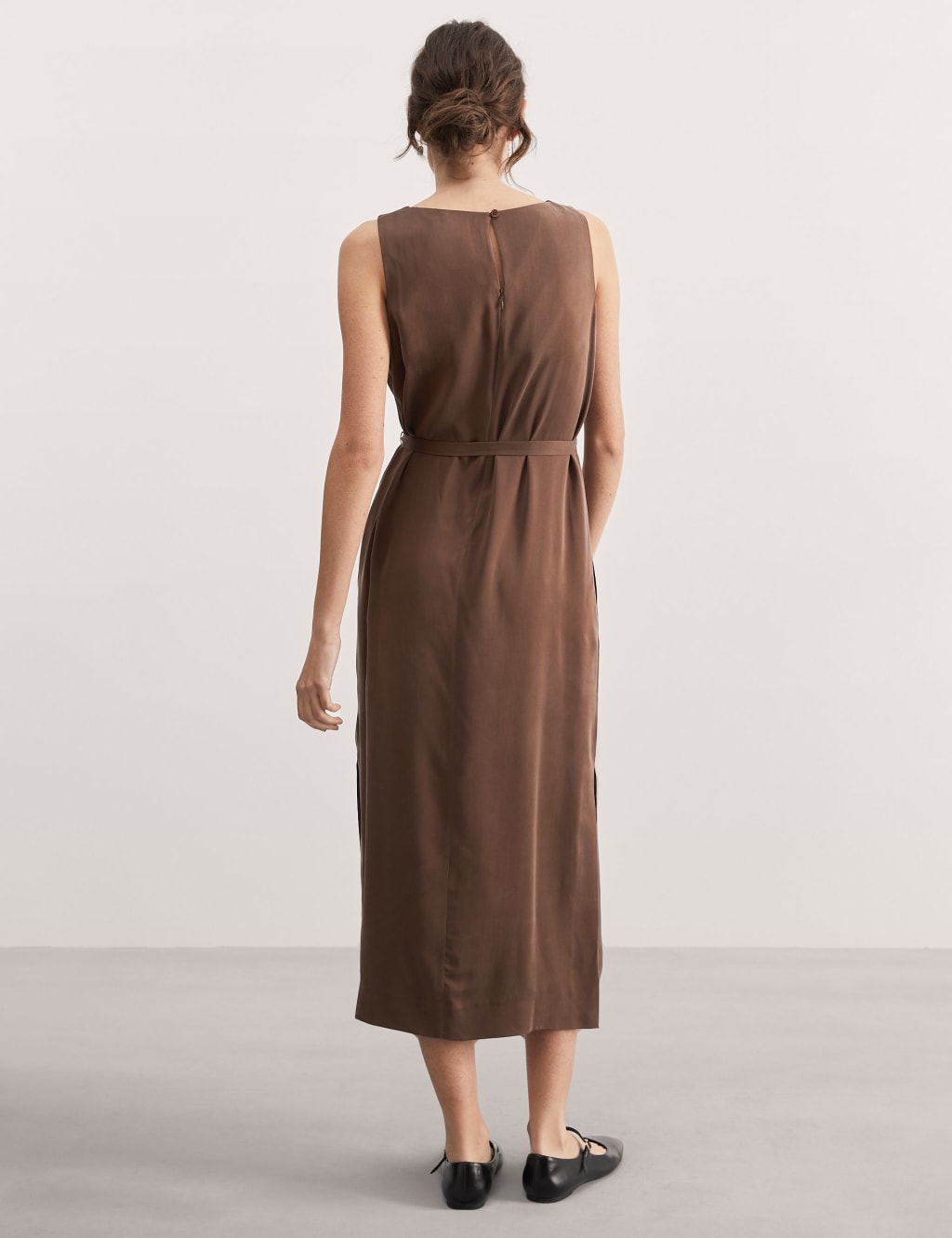 Pure Silk Belted Midi Column Dress 4 of 4