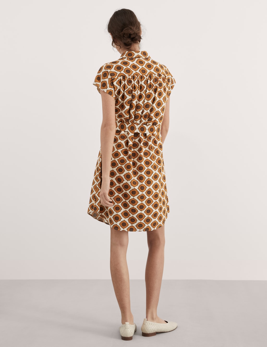 Printed Collared Tie Waist Mini Shift Dress 7 of 7