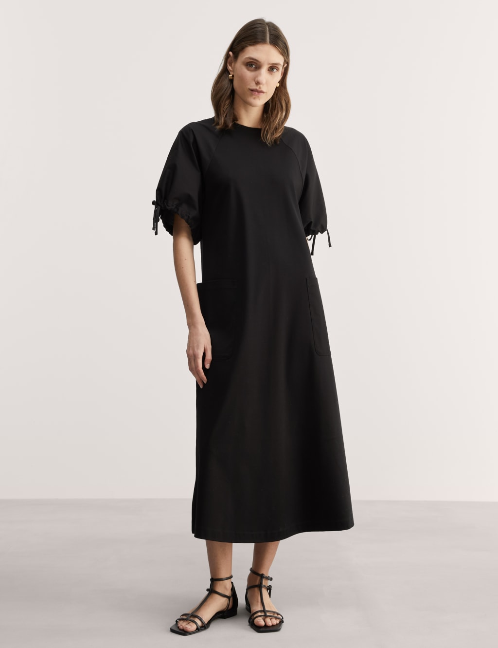 Black midi shift dress hot sale