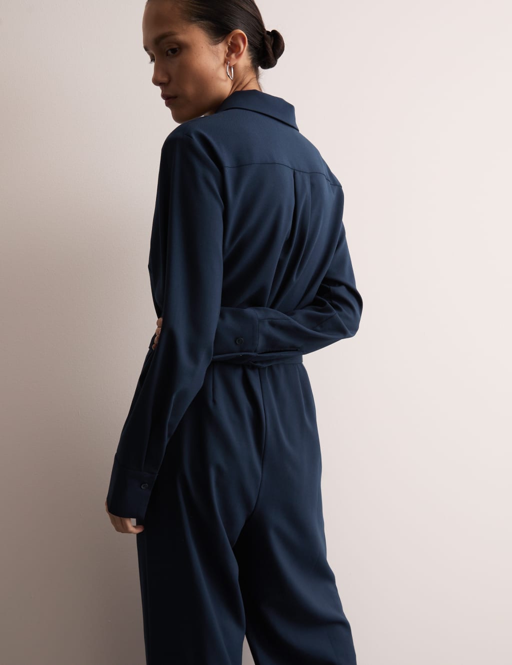 Wool Rich Belted Long Sleeve Jumpsuit 4 of 8
