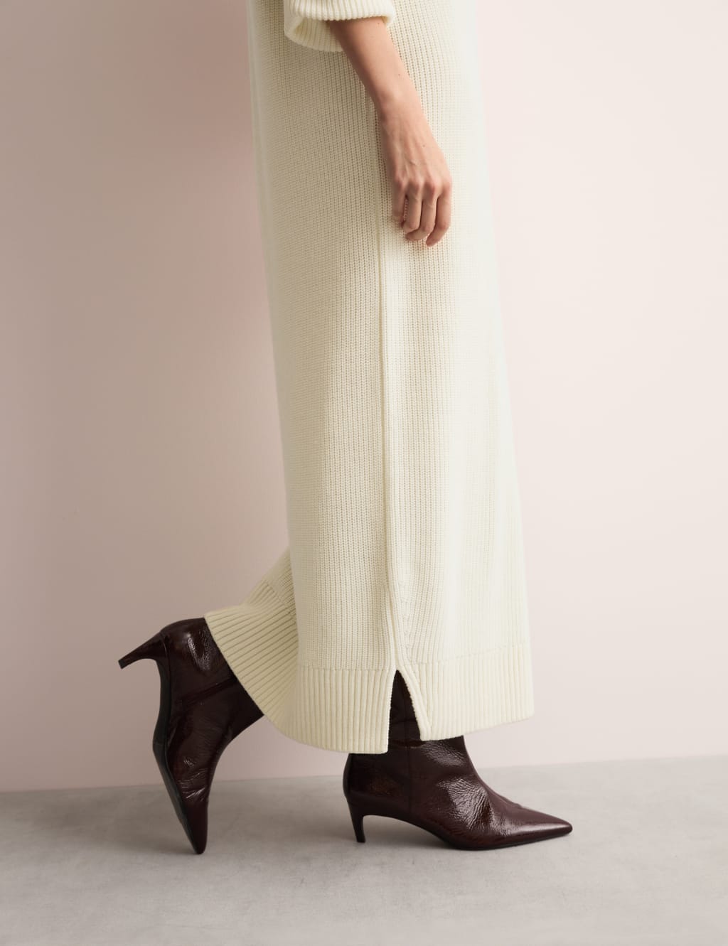 Pure Merino Wool Knitted V-Neck Dress 6 of 8