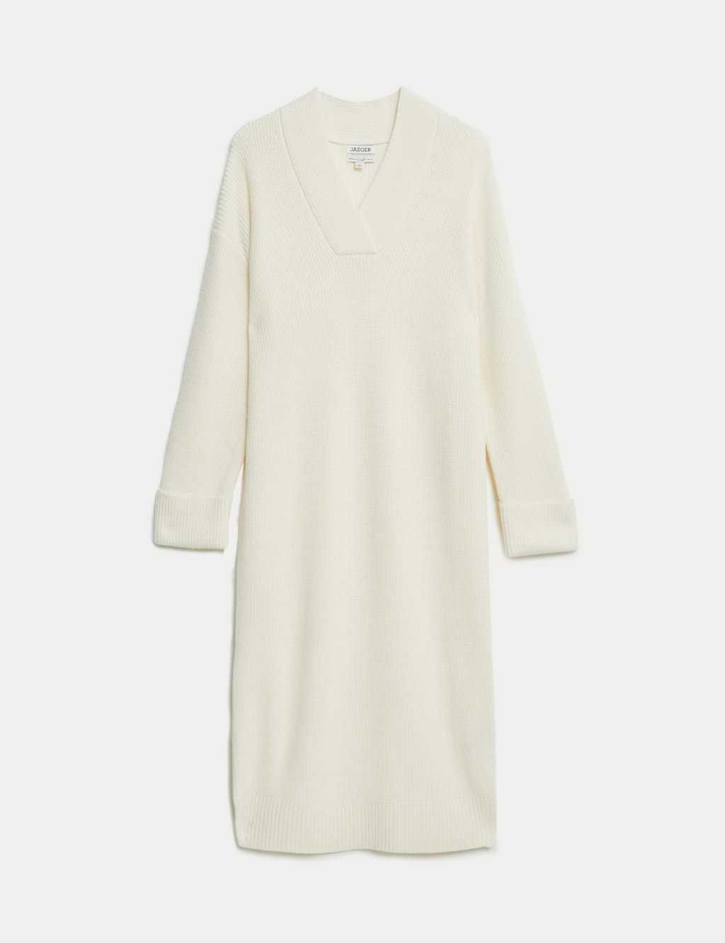 Pure Merino Wool Knitted V-Neck Dress 2 of 8