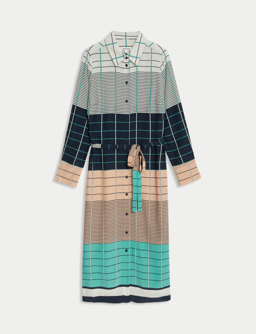 Checked Belted Midi Shirt Dress 2 of 7