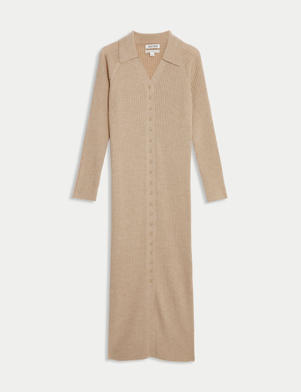 Pure Merino Wool Fitted Midi Knitted Dress 2 of 8