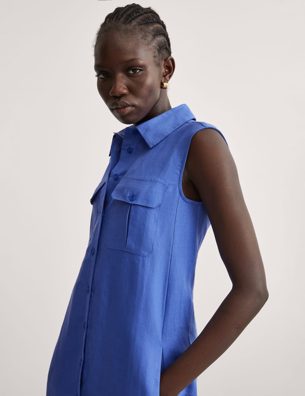 Pure Linen Utility Shirt Dress JAEGER M S