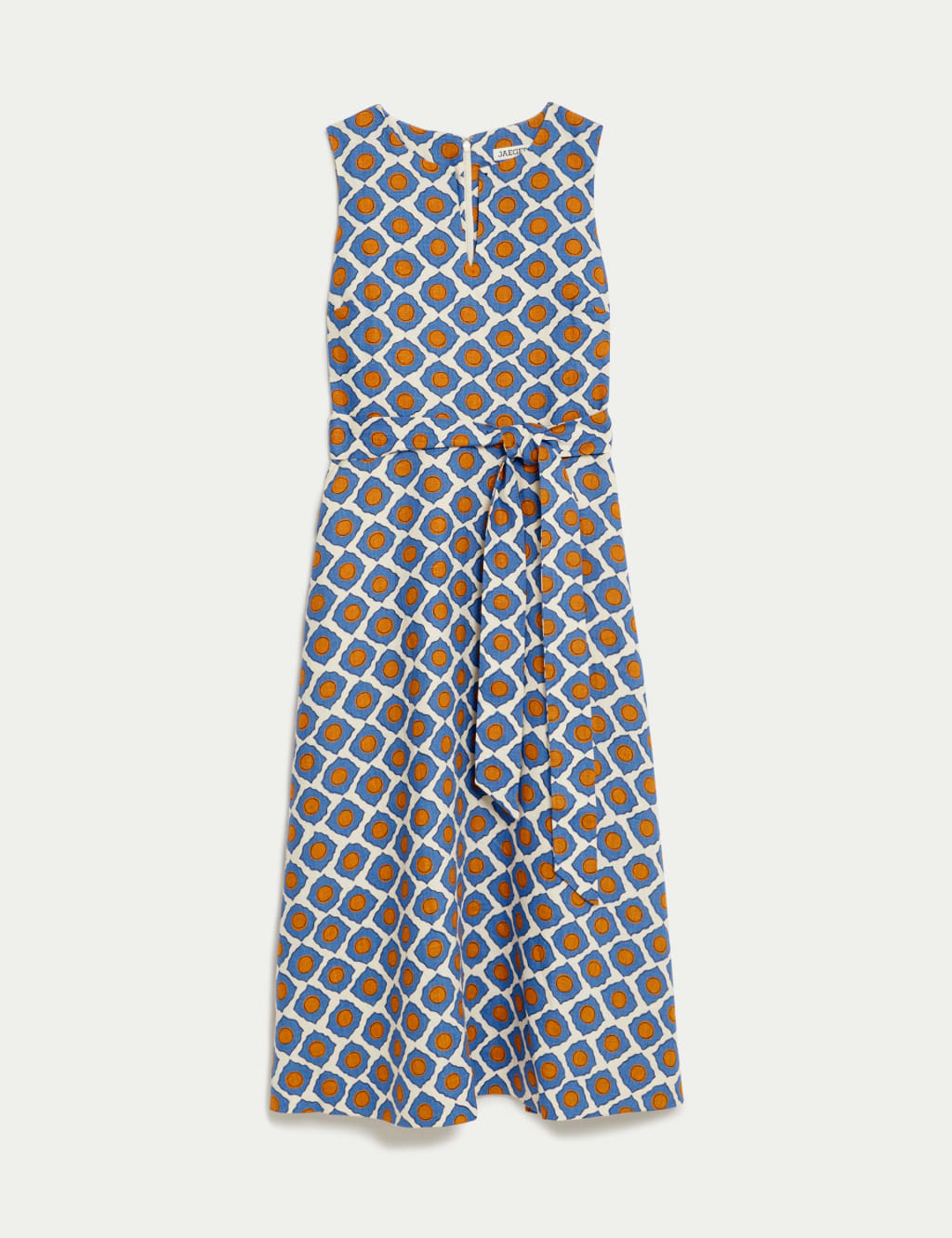 Pure Linen Geometric Midi Skater Dress 2 of 5