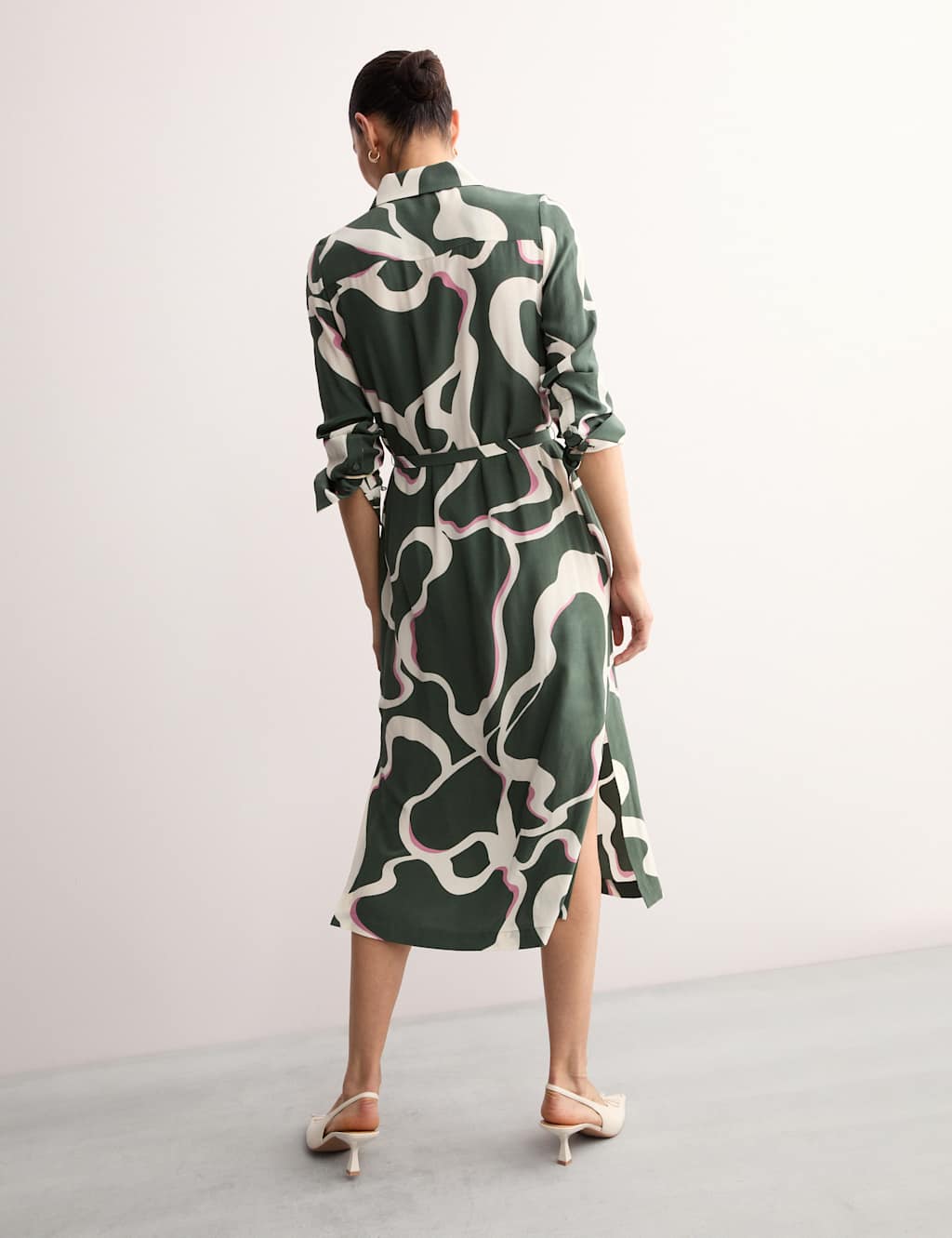 Printed Belted Midi Shirt Dress 5 of 7