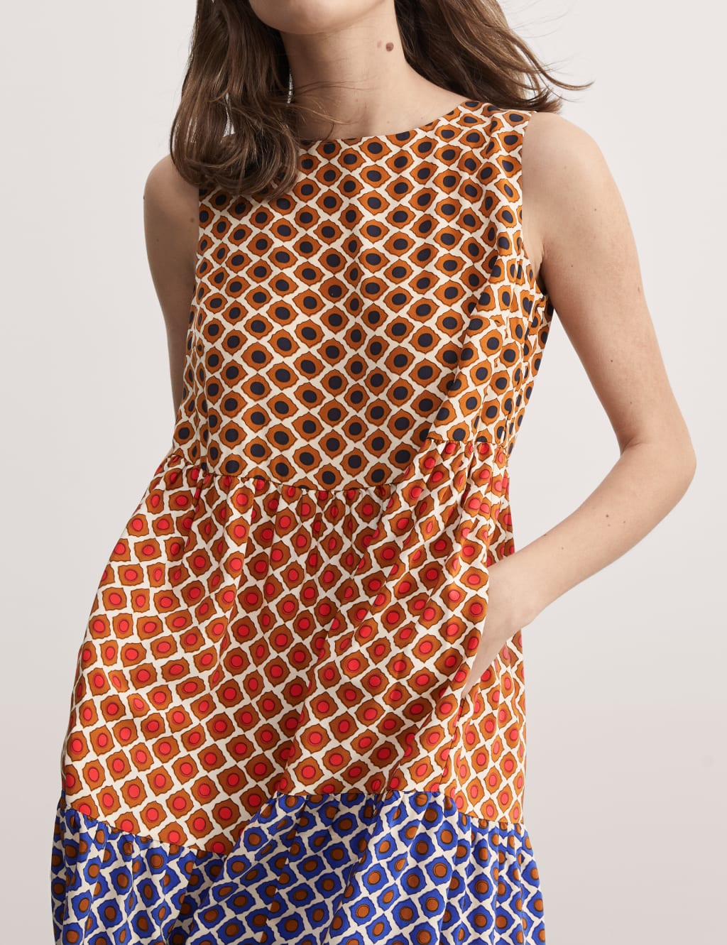 Pure Silk Geometric Maxi Tiered Dress 4 of 6