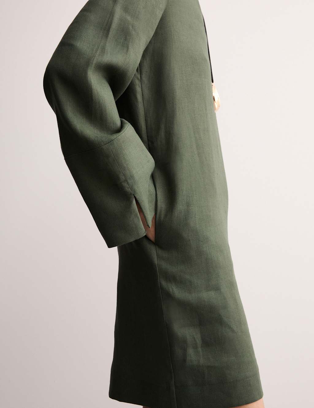 Pure Linen Collared Short Shift Dress 3 of 8