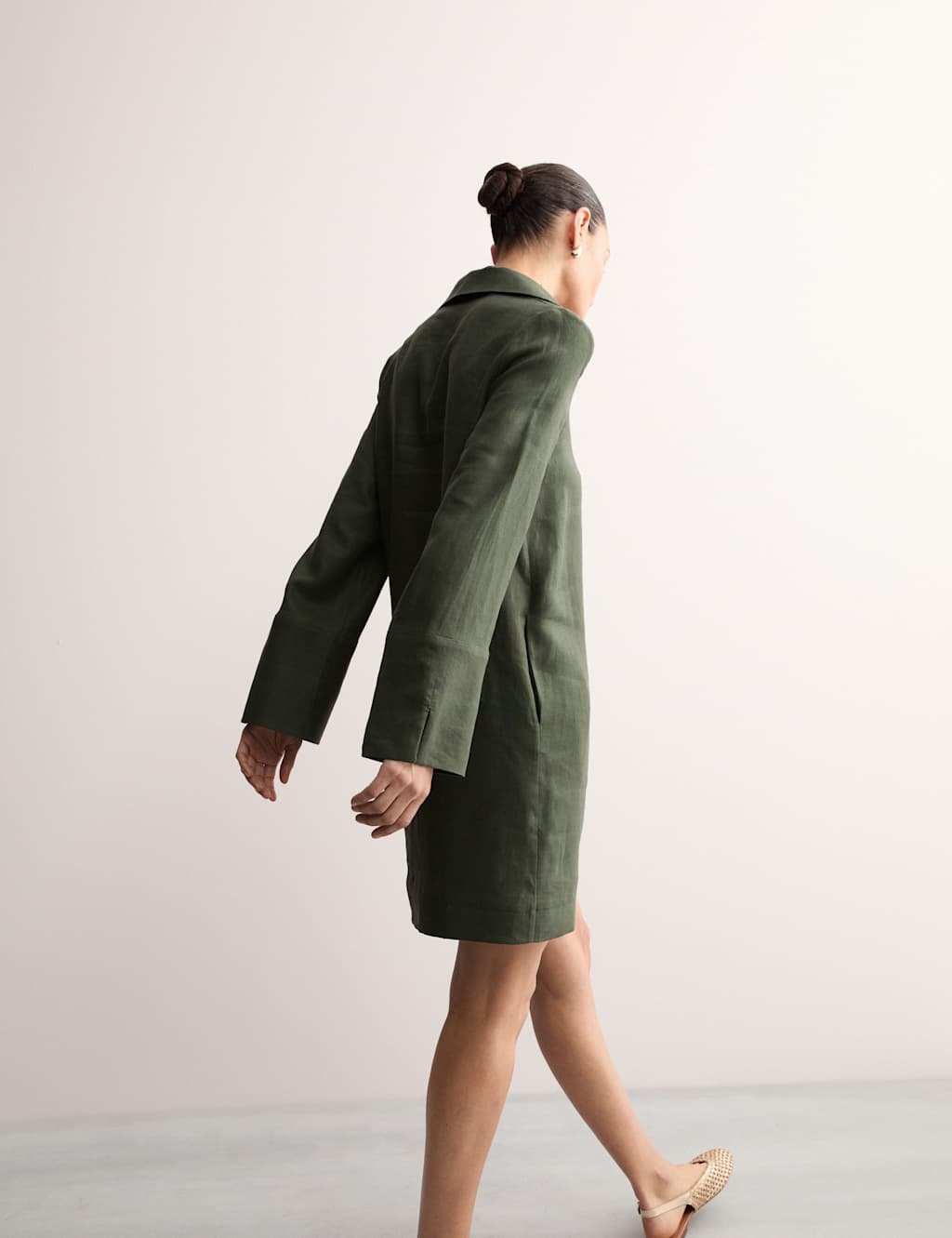 Pure Linen Collared Short Shift Dress 5 of 8