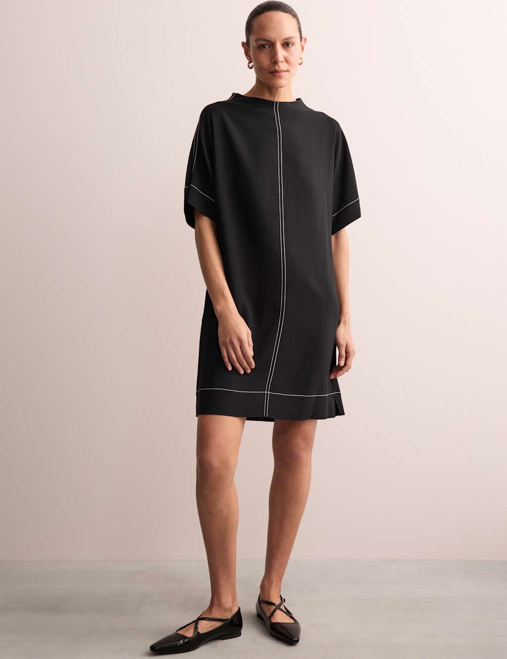 Crepe Tie Waist Mini Shift Dress 5 of 8