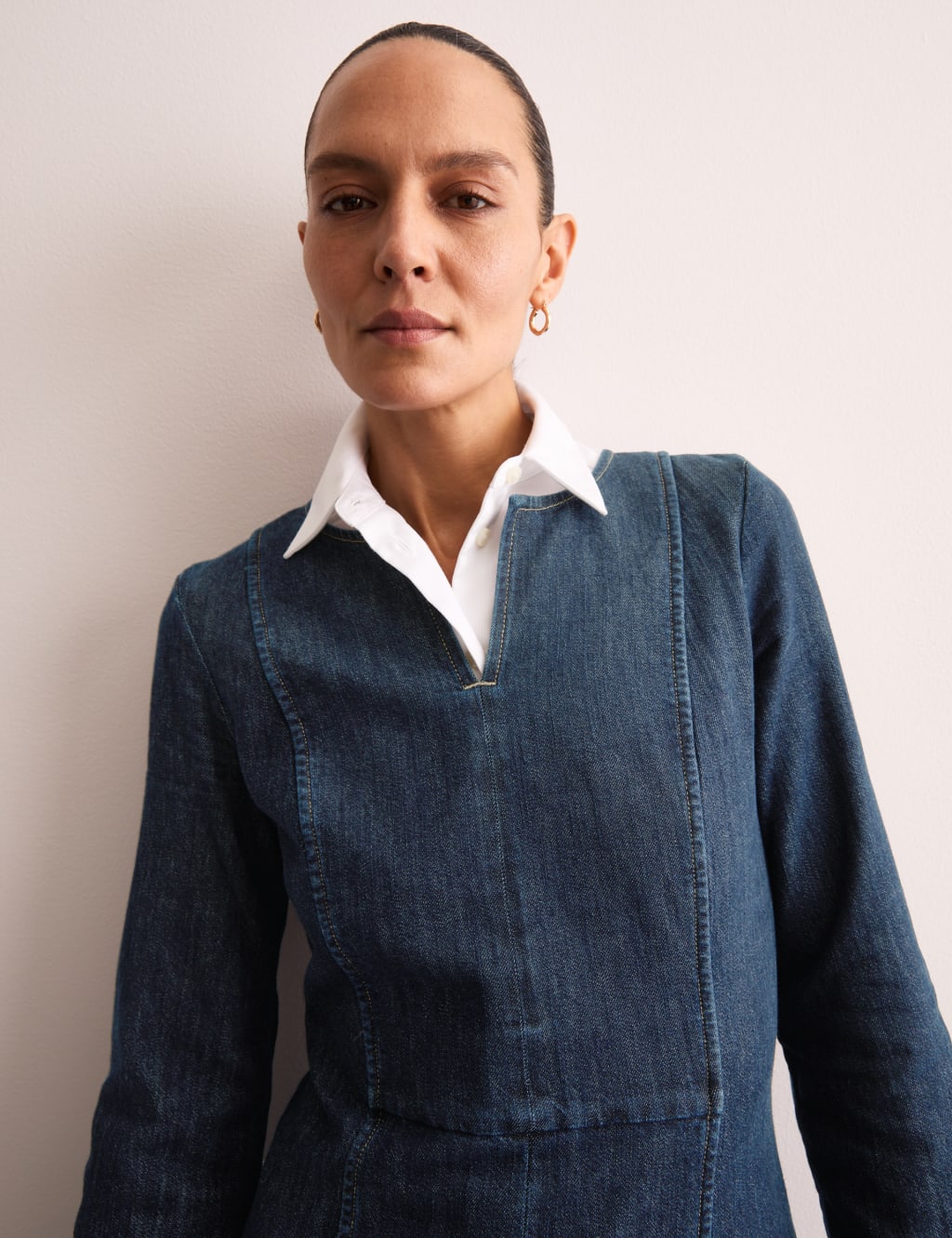 Denim Midi Fit and Flare Dress 4 of 7