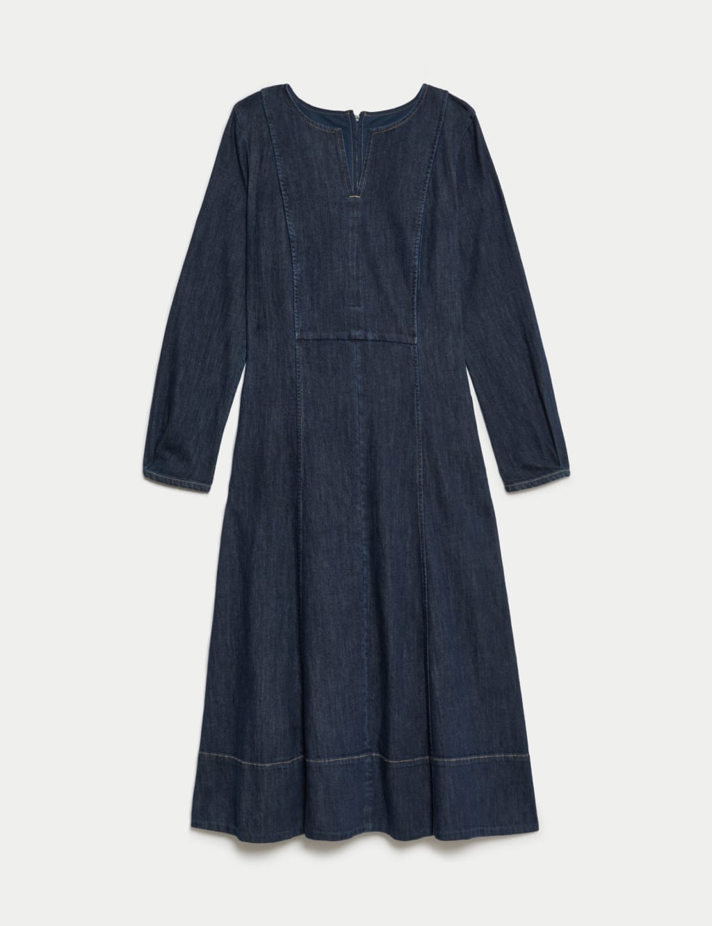 Denim Midi Fit and Flare Dress 2 of 7
