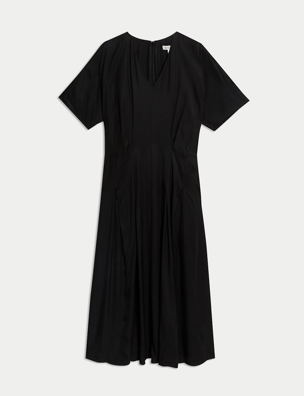 V-Neck Pintuck Midi Waisted Dress 2 of 6