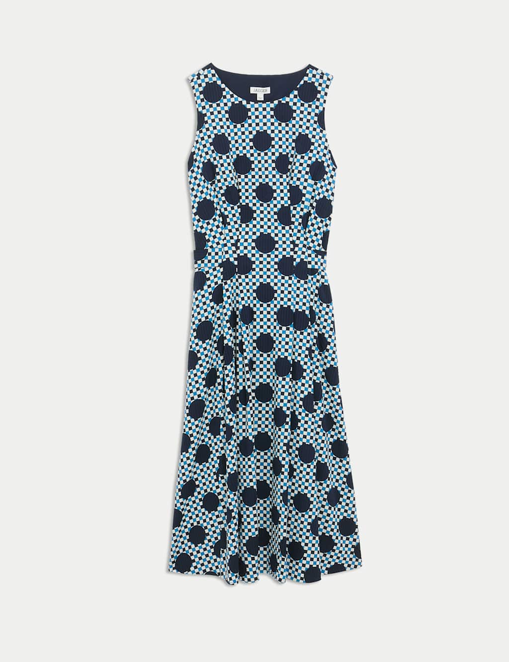 Cotton Blend Gingham Spot Print Midi Dress 2 of 9