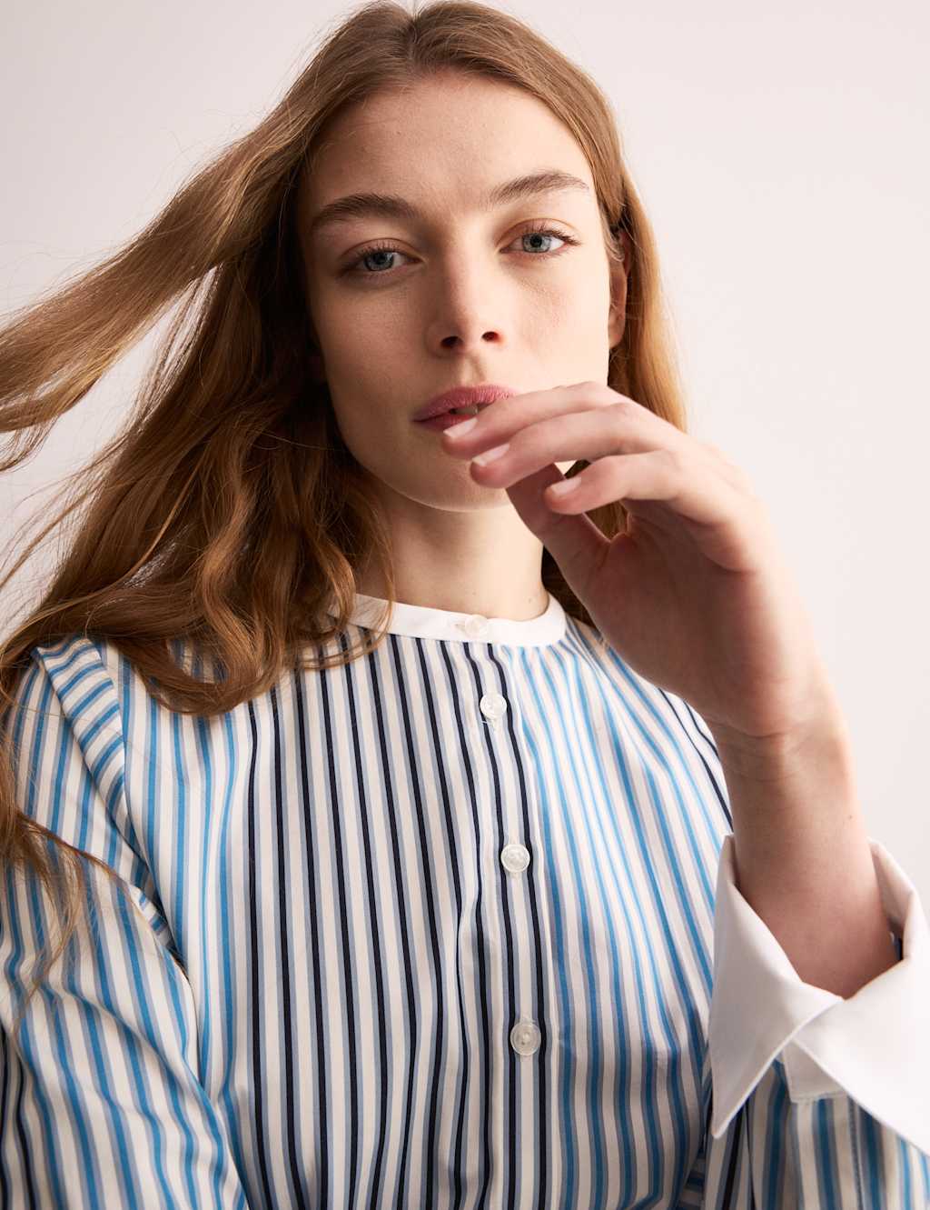 Pure Cotton Striped Midi Waisted Dress 3 of 7