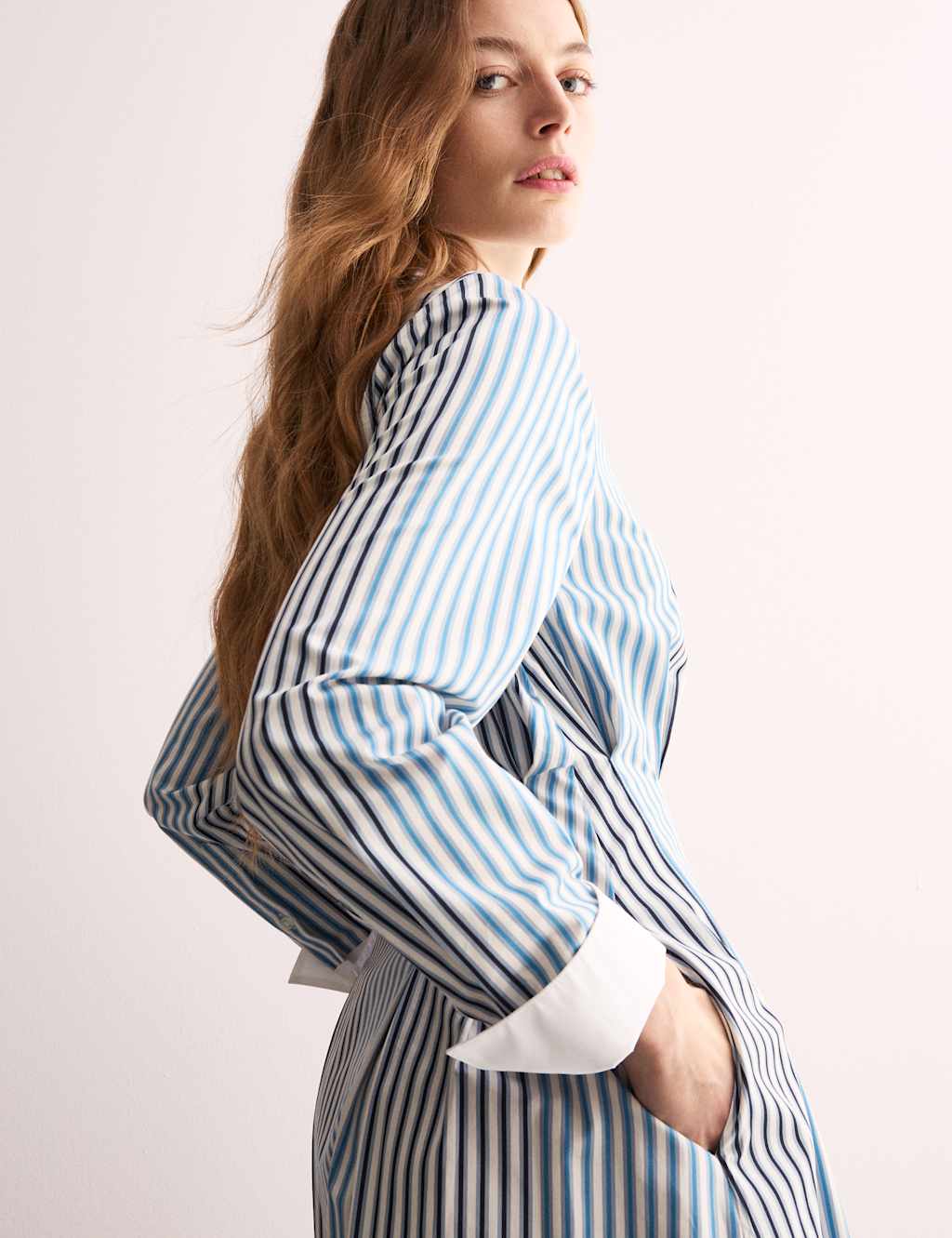 Pure Cotton Striped Midi Waisted Dress 4 of 7