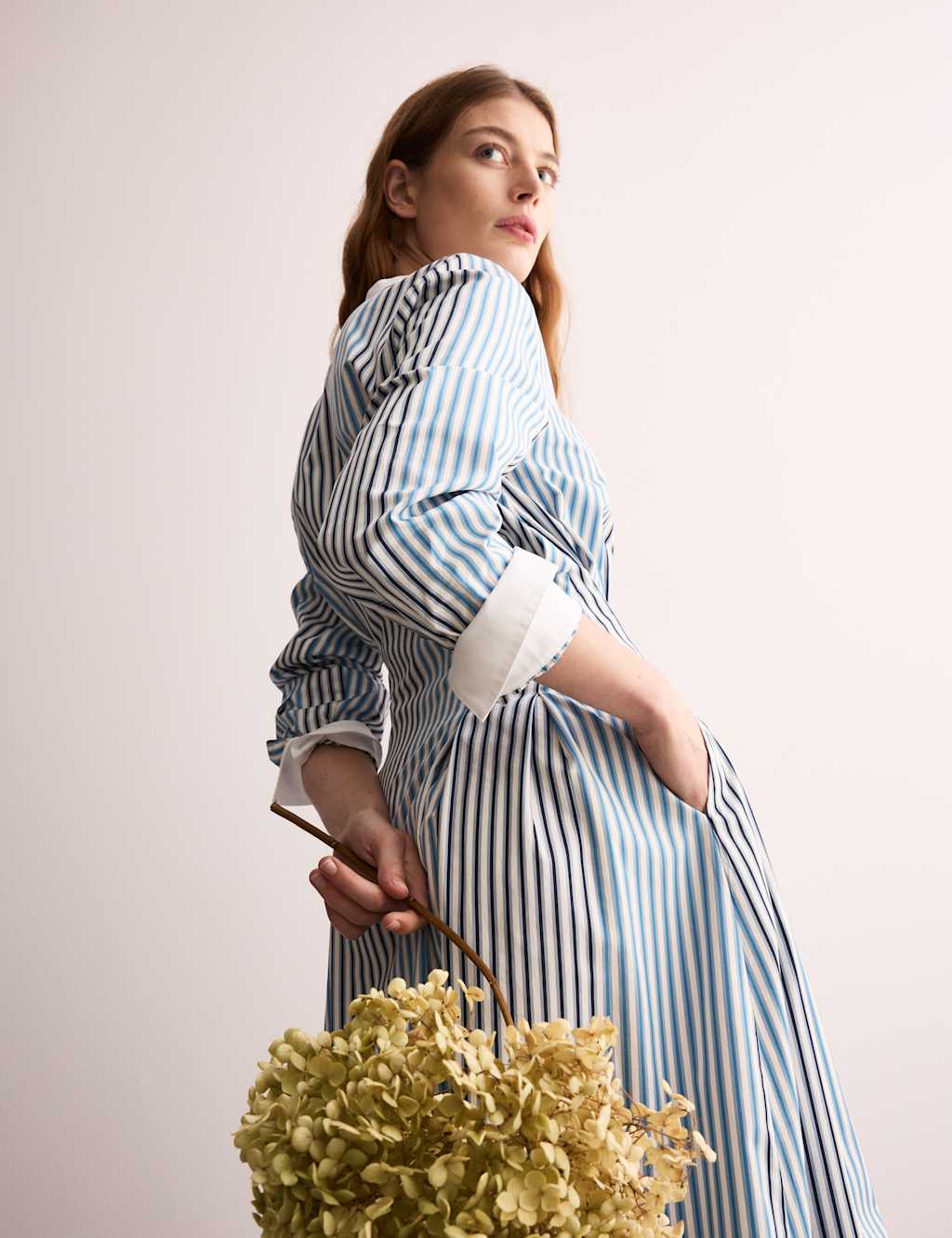 Pure Cotton Striped Midi Waisted Dress 6 of 7