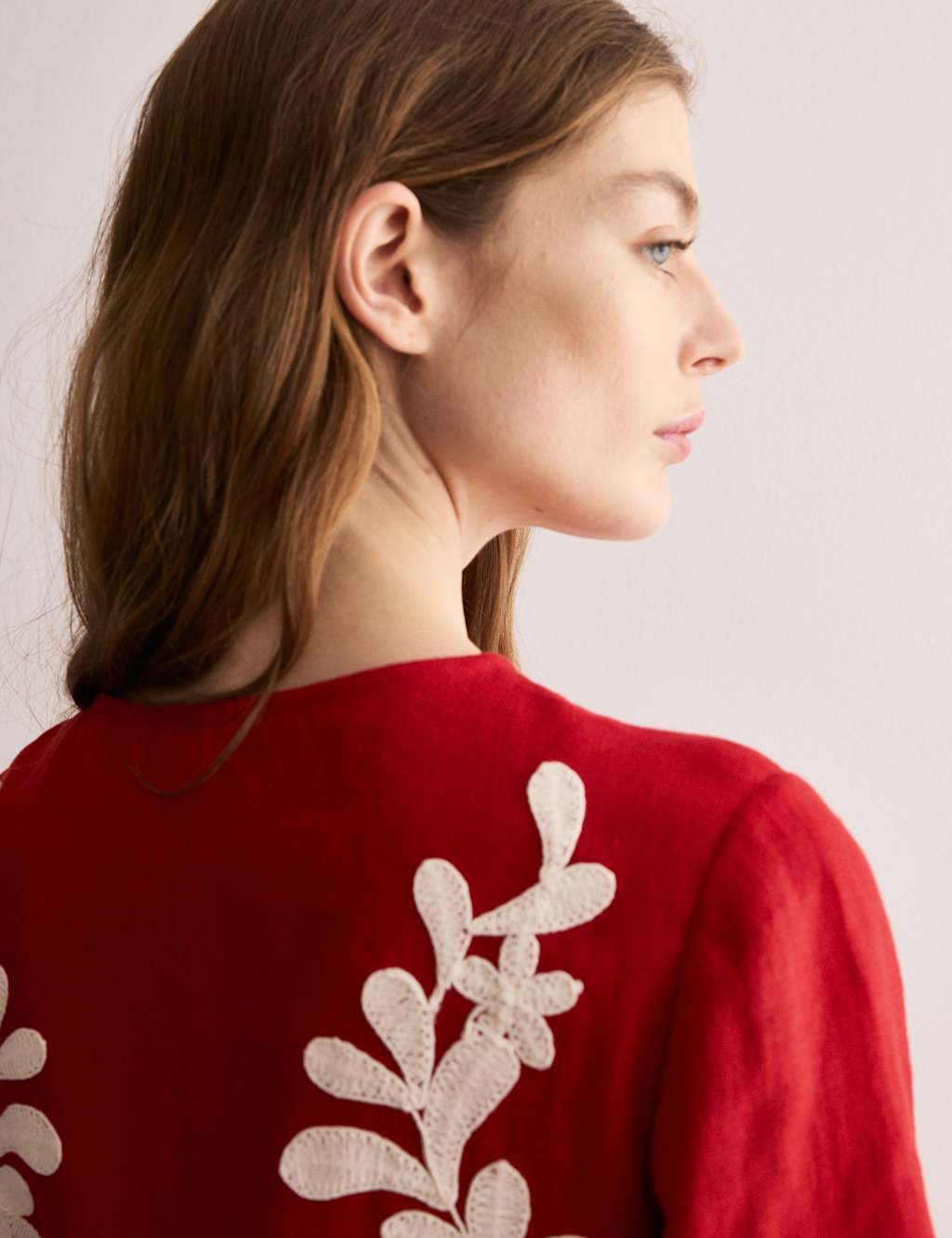 Pure Linen Embroidered Mini Shift Dress 6 of 7