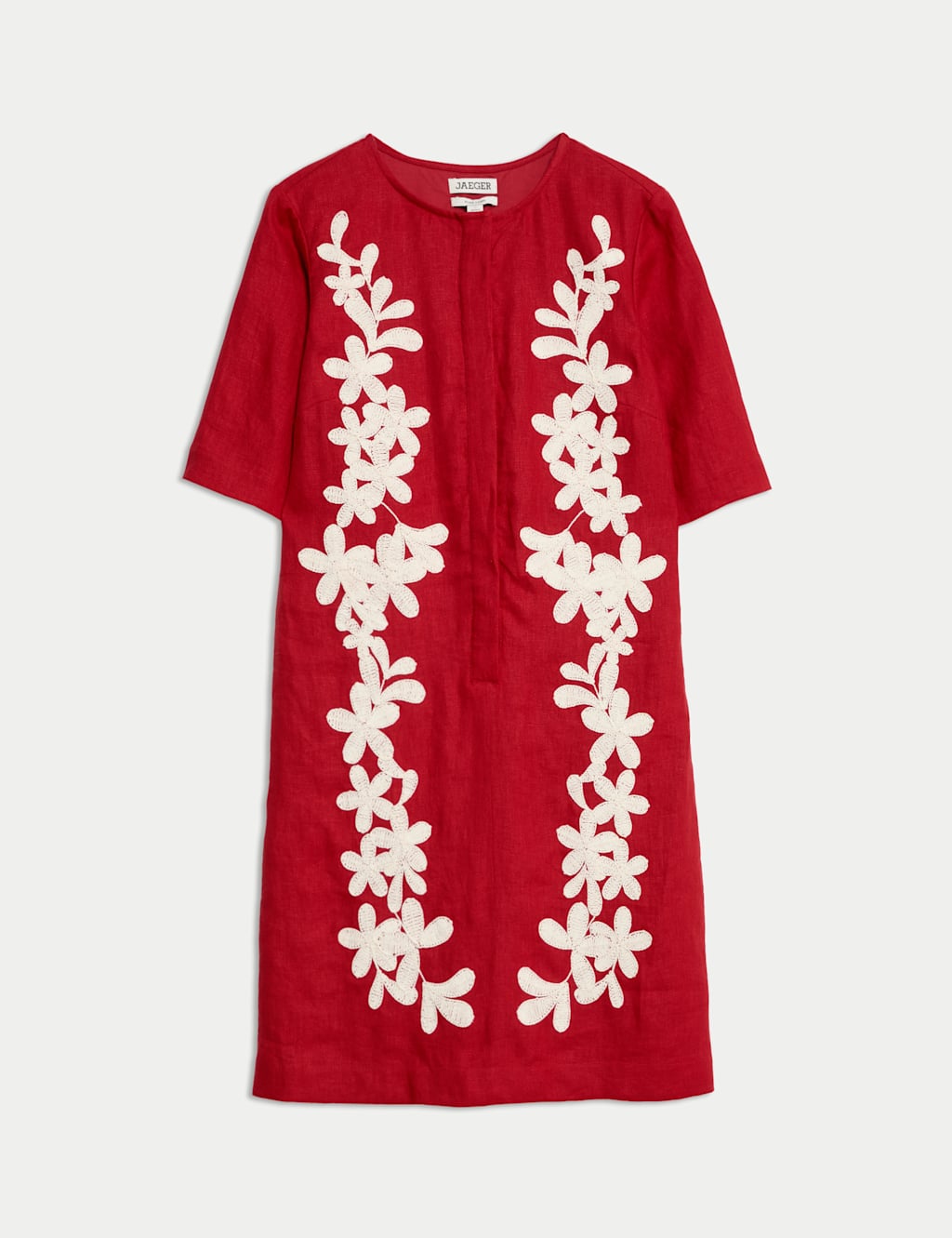 Pure Linen Embroidered Mini Shift Dress 2 of 7