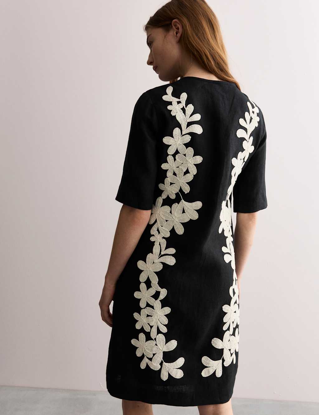 Pure Linen Embroidered Mini Shift Dress 6 of 7
