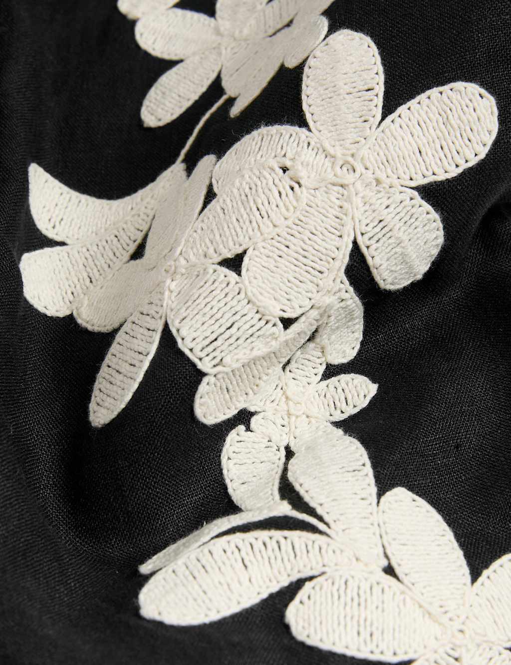 Pure Linen Embroidered Mini Shift Dress 7 of 7