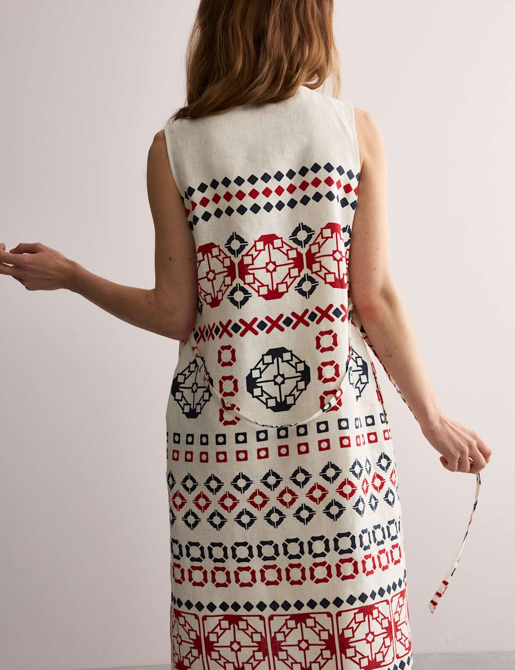 Pure Linen Geometric Knee Length Shift Dress 4 of 7