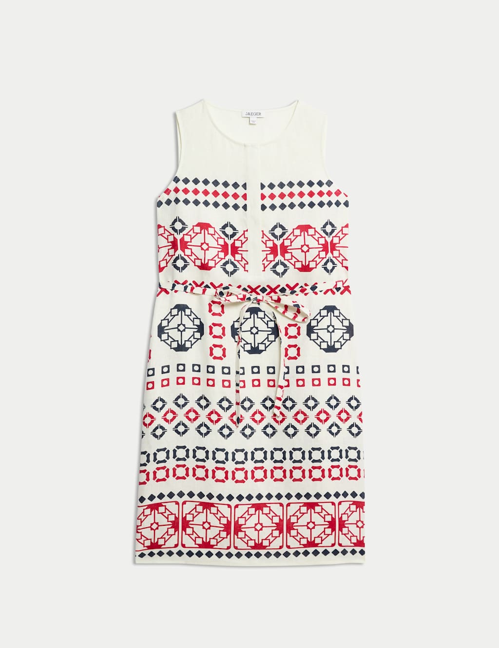 Pure Linen Geometric Knee Length Shift Dress 2 of 7