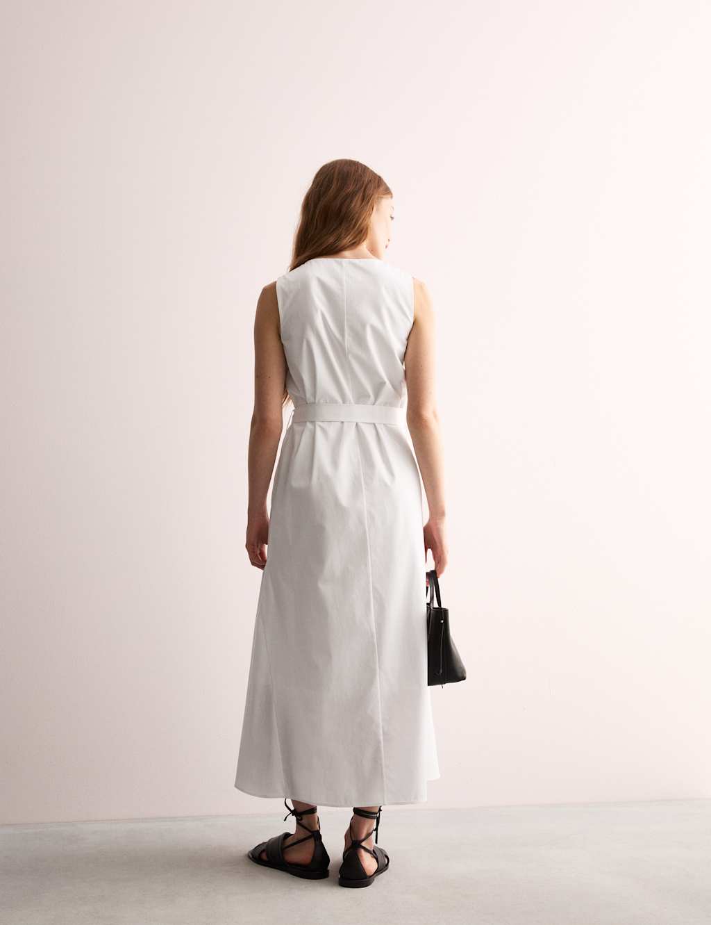 Pure Cotton V-Neck Midi Wrap Dress 4 of 6