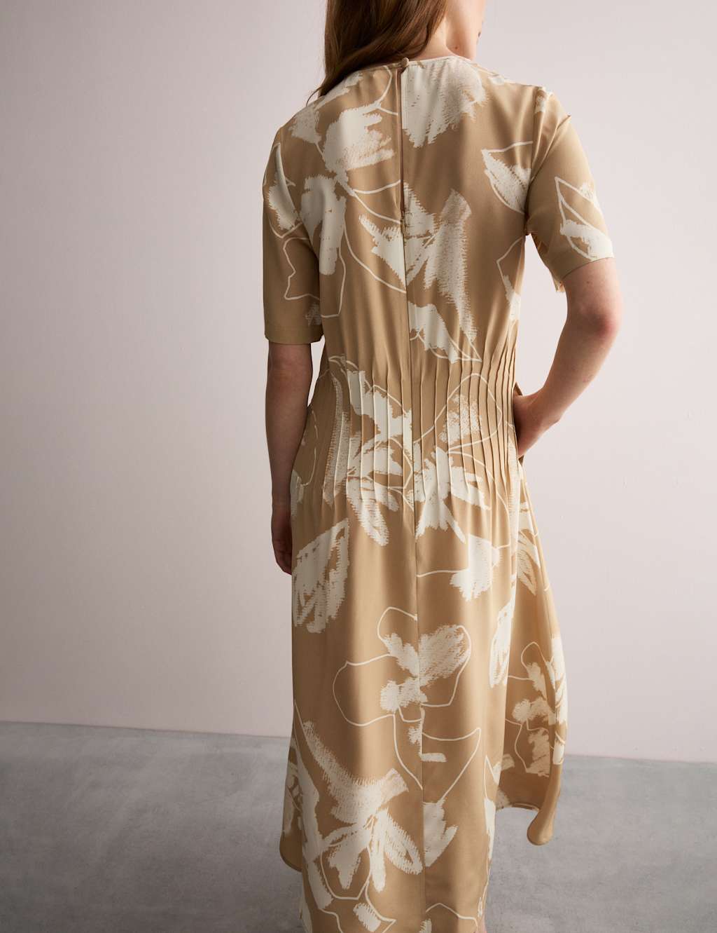 Pure Silk Floral Midi Waisted Dress 4 of 8