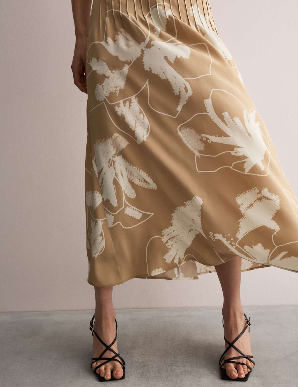 Pure Silk Floral Midi Waisted Dress 6 of 8