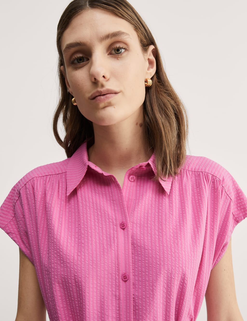 Cotton Blend Striped Midi Shift Dress 3 of 6