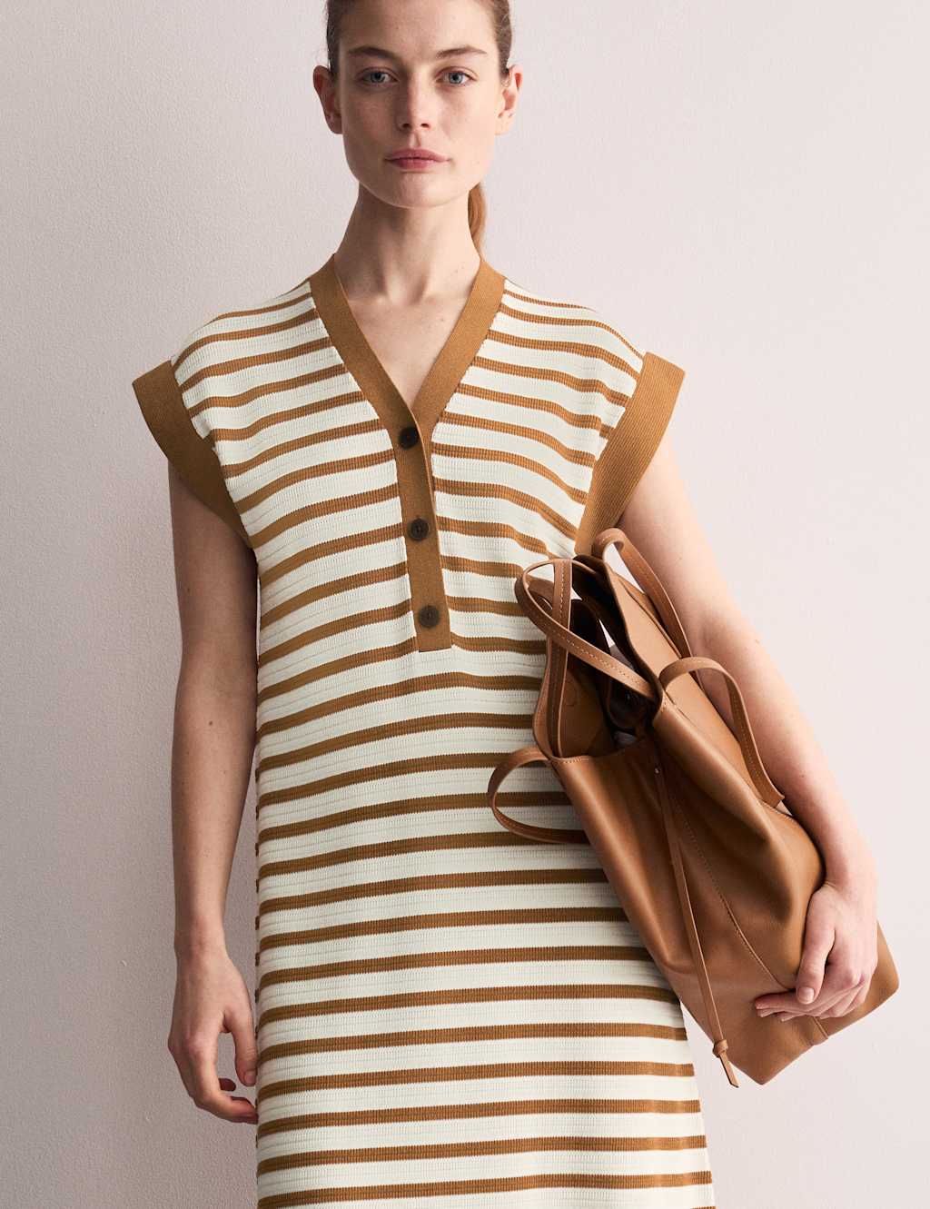 Cotton Blend Knitted Striped Midi Dress 5 of 6